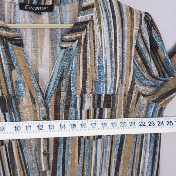 Cocomo Top Shirt Womens Size 2X Popover Button Split Neck 3/4 Roll Tab Sleeve - Picture 5 of 11